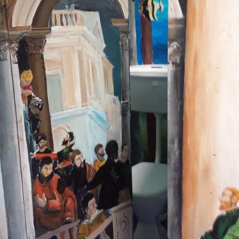 A hand-painted mural (yes, in the loo)